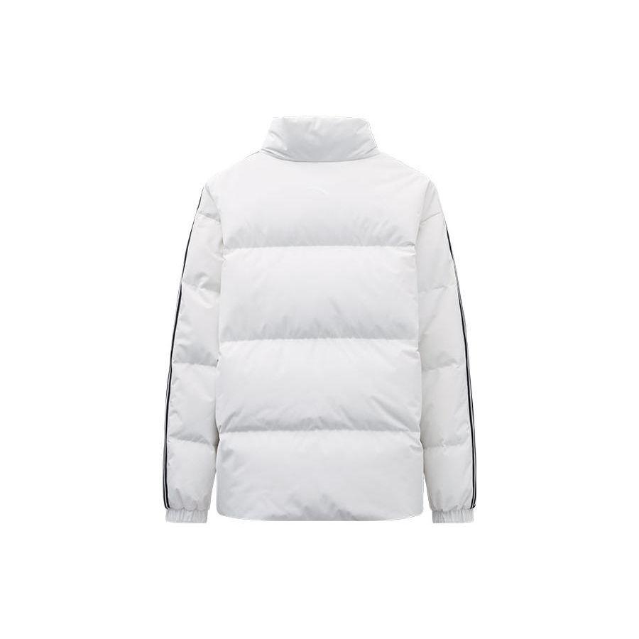 Anta Striped Casual Stand Collar Short Warm Down Jacket Unisex Outerwear Light-Gray White 972348902-1
