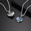 Vnox Big Evil Eye Pendant Necklace, Chunky Stainless Steel Badge with Turkish Eye Pendant, Punk Men Accessory