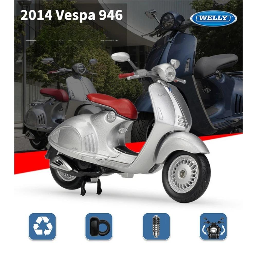 WELLY 1/18 2014 VESPA 946 Motorcycle Model Toy Vehicle Collection Autobike Shork-Absorber Off Road Autocycle Toys Car