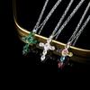 Copper-Plated 18K Gold Silver Necklace with Zirconia Cross Pendant