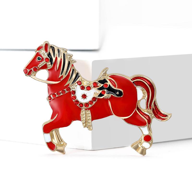 4-Color Alloy Running Horse Brooch Pins Fashion Exquisite Zodiac Horse Badge Women Kid'S Clothes Backpack Brooches New Year Gift
