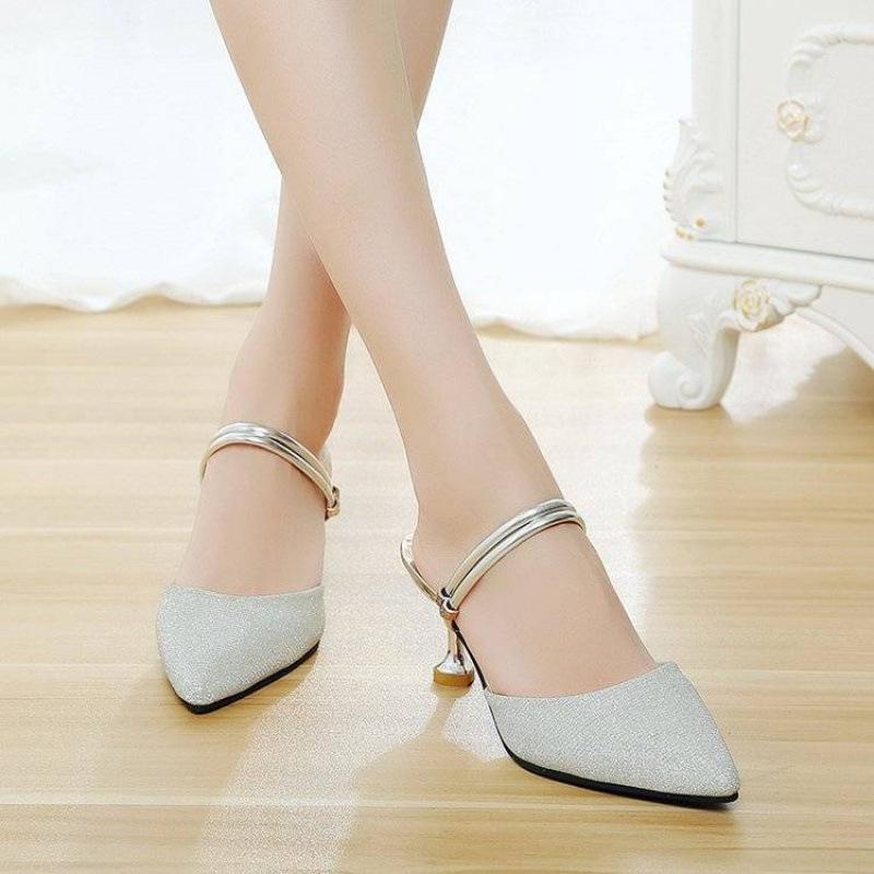 European and American Sandals Women's Summer Pointed Head New Korean Version Bag Head Versatile Sexy Stiletto High Heels Dual-purpose Cool Slippers