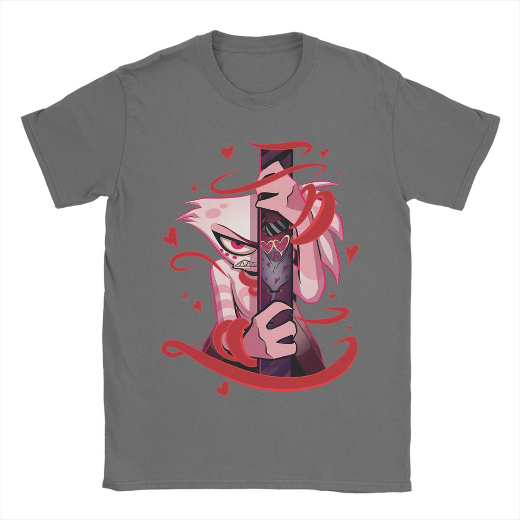 Fun Hazbins Hotels T-Shirts for Men Round Neck Cotton T Shirts  Short Sleeve Tees Gift Clothes