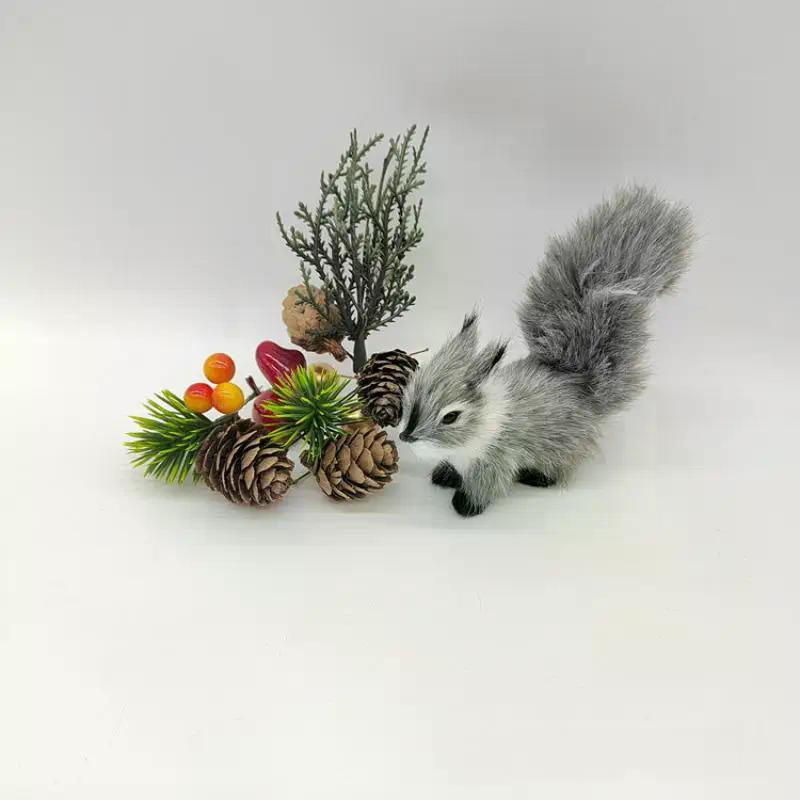 1 Adet Minyatür Peluş Simülasyon Sincap Süsleri Mini Yapay Sincap Figürleri Sahte Hayvan Noel Masa Dekoru