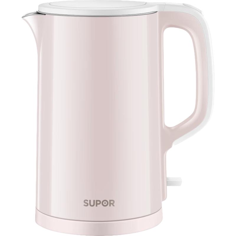 SUPOR 1.5L 304 Stainless Steel Double-Layer Anti-Scalding Electric Kettle