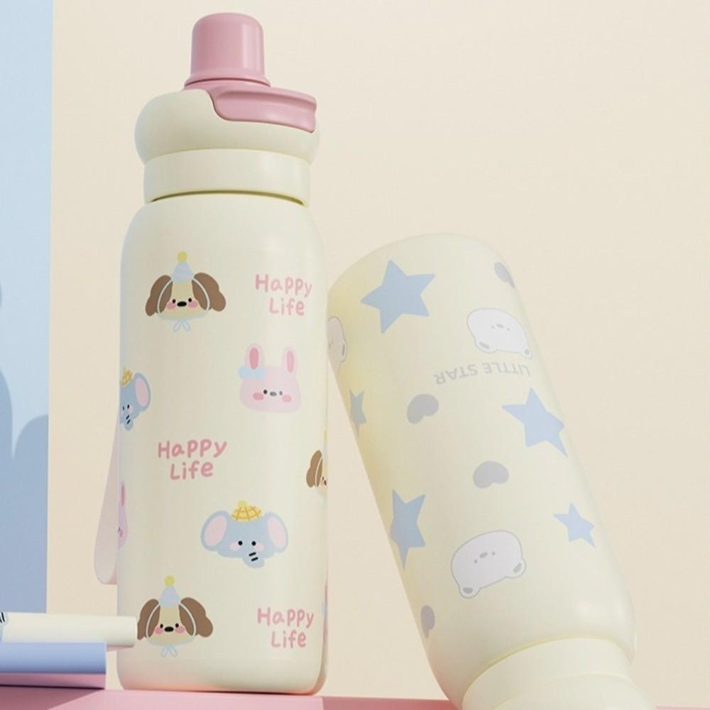 620ml Capacity Vacuum Insulated Water Bottle High-Capacity Straw Travel Cup  Student