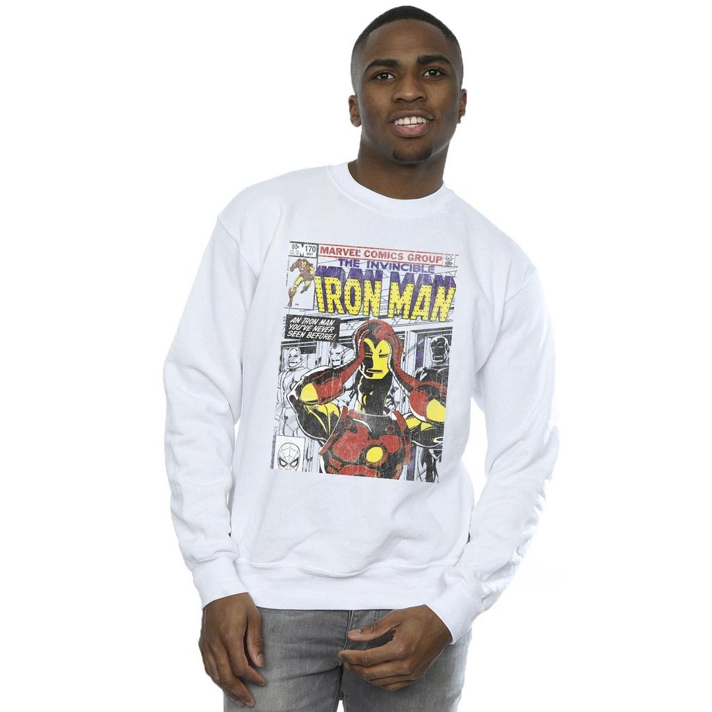 Marvel Mens Iron Man Head Gear Off Sweatshirt