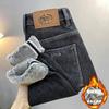 Fleecegefütterte Dicke Jeans Herren2024Winter Neue Modemarke Slim Stretch Skinny und All-Matching Warme Hosen