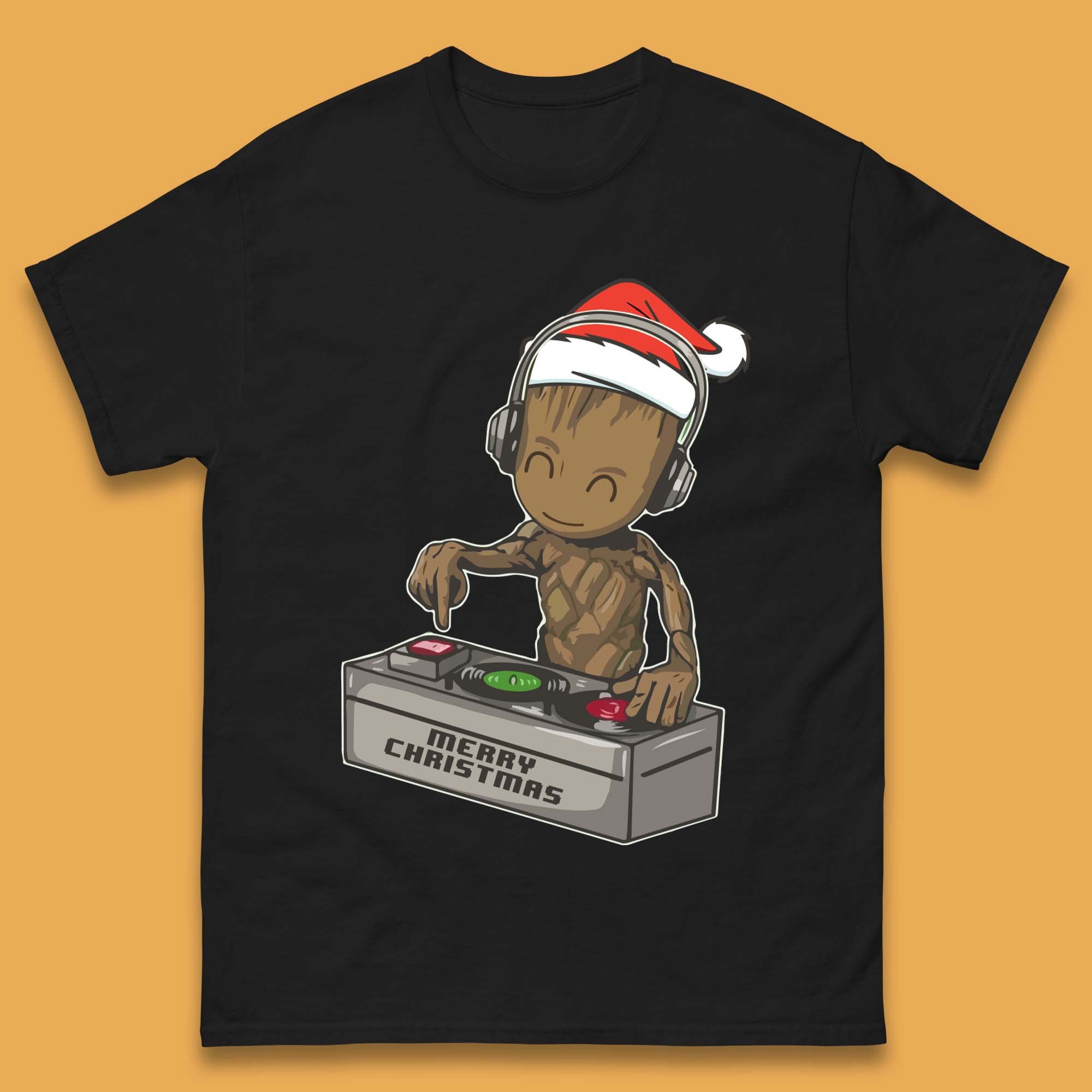 

Baby Groot DJ Christmas Mens T-Shirt Womens Tops Tees 4XL