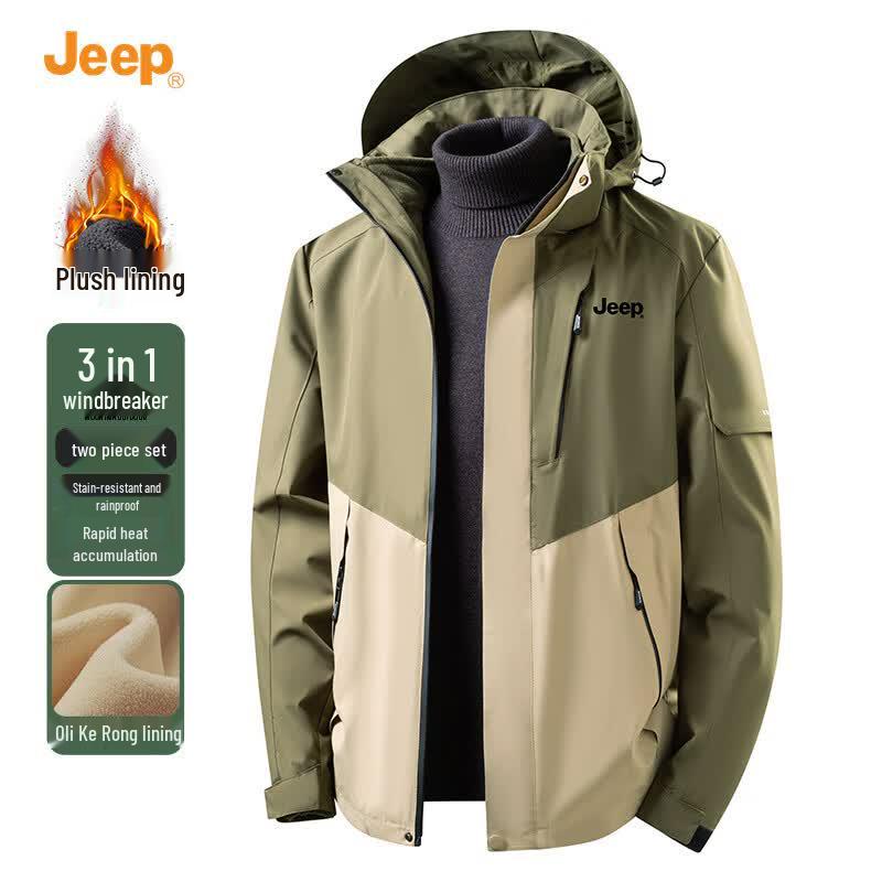 Jeep Men's 3-in-1 Windproof Jacket with Detachable Hood