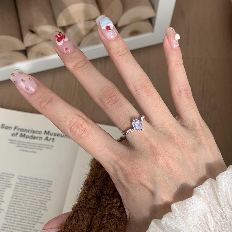 Light Luxury Exquisite High-Grade Purple Gas Donglai Translucent Purple Pigeon Egg Ring Niche Design Simple And Versatile Index Finger Ring