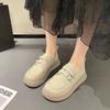 Platform women's autumn new British college style small leather shoes retro one-pedal Boken single shoes women