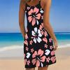 Damen Übergröße Ärmellos Rundhals Strandkleid Lebendiger Tropischer Pflanzenblumen-Print Unregelmäßiger Saum Locker Sommerkleid
