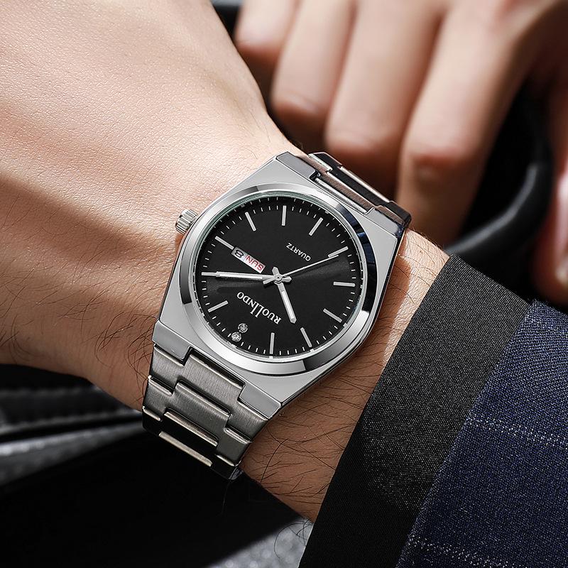 

Новые мужские часы с календарем на стальном браслете, кварцевые, мужские, класса люкс