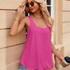 Women's Round Neck Loose Solid Color Hollow Out Sleeveless T-shirt Top