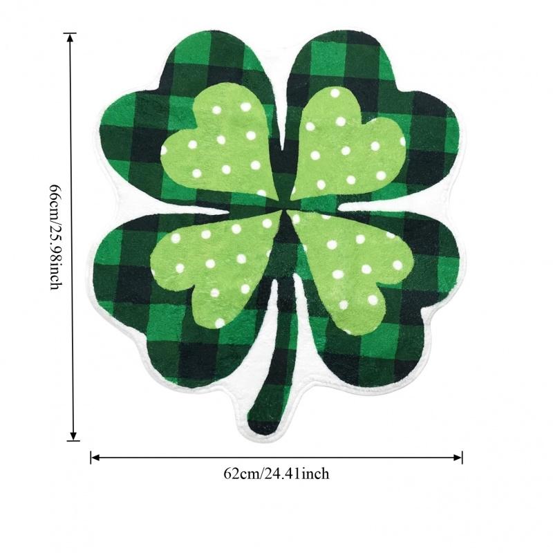 VIKAMA Saint Patrick's Day Four-Leaf Grass Mat Anti-Slip Water Absorbing Bathroom Floor Mat Entrance Door Mat Home Decoration
