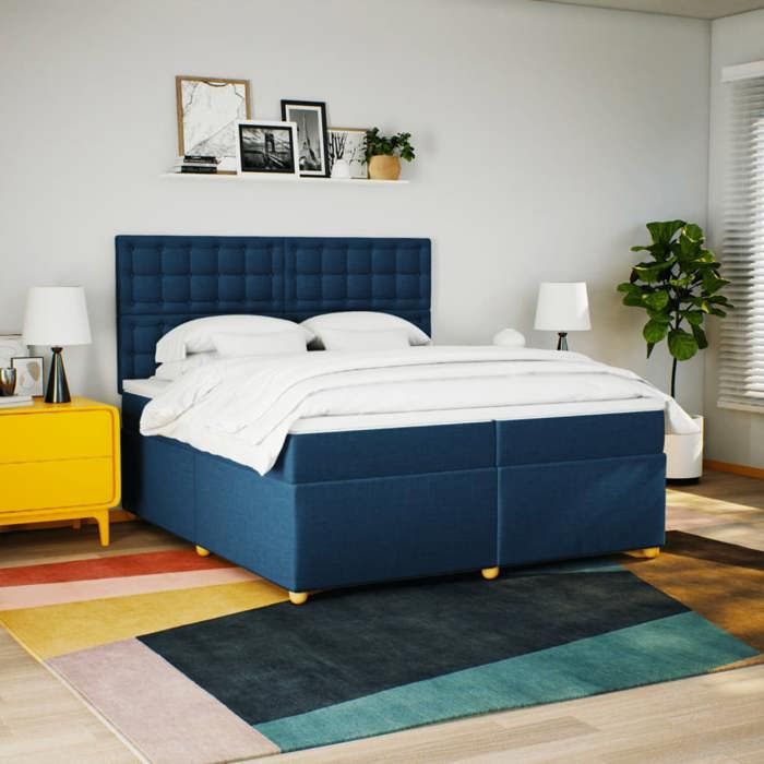 Maison Exclusive - Sommier à lattes de lit avec matelas Bleu 200x200 cm Tissu