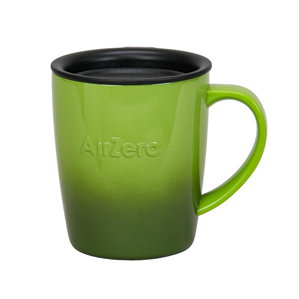 Vacuum Insulated Stainless Steel Mug Gradient with Keeps Drinks Hot or No Carefully Painted Gradient Color GoodPlus+ (Air Zero), 300ml, Green, Lid,