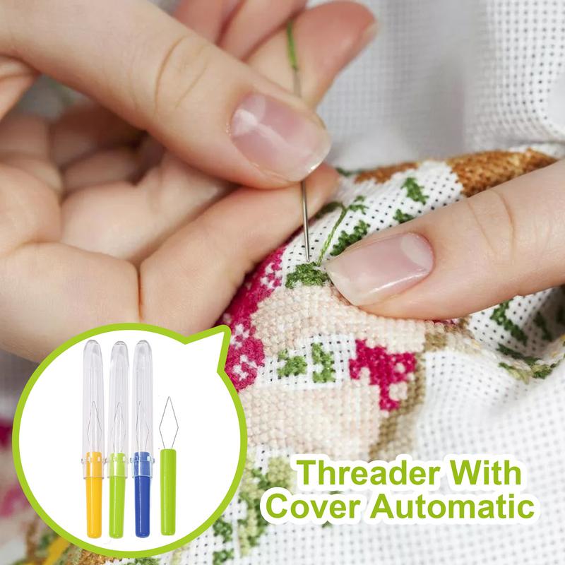 Needle Threader Tool 3PCS Automatic Sewing Threader For Household Colorful Needle Threader For Universal Sewing Tool With Cover