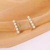 Korean Minimalist Pearl & Rhinestone Double-Row Stud Earrings for Women