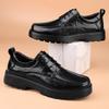 Men's British Style Leather Shoes, 8cm Lift, Thick Sole, Lace-Up, Formal/Casual, Top Layer Cowhide, Soft Sole