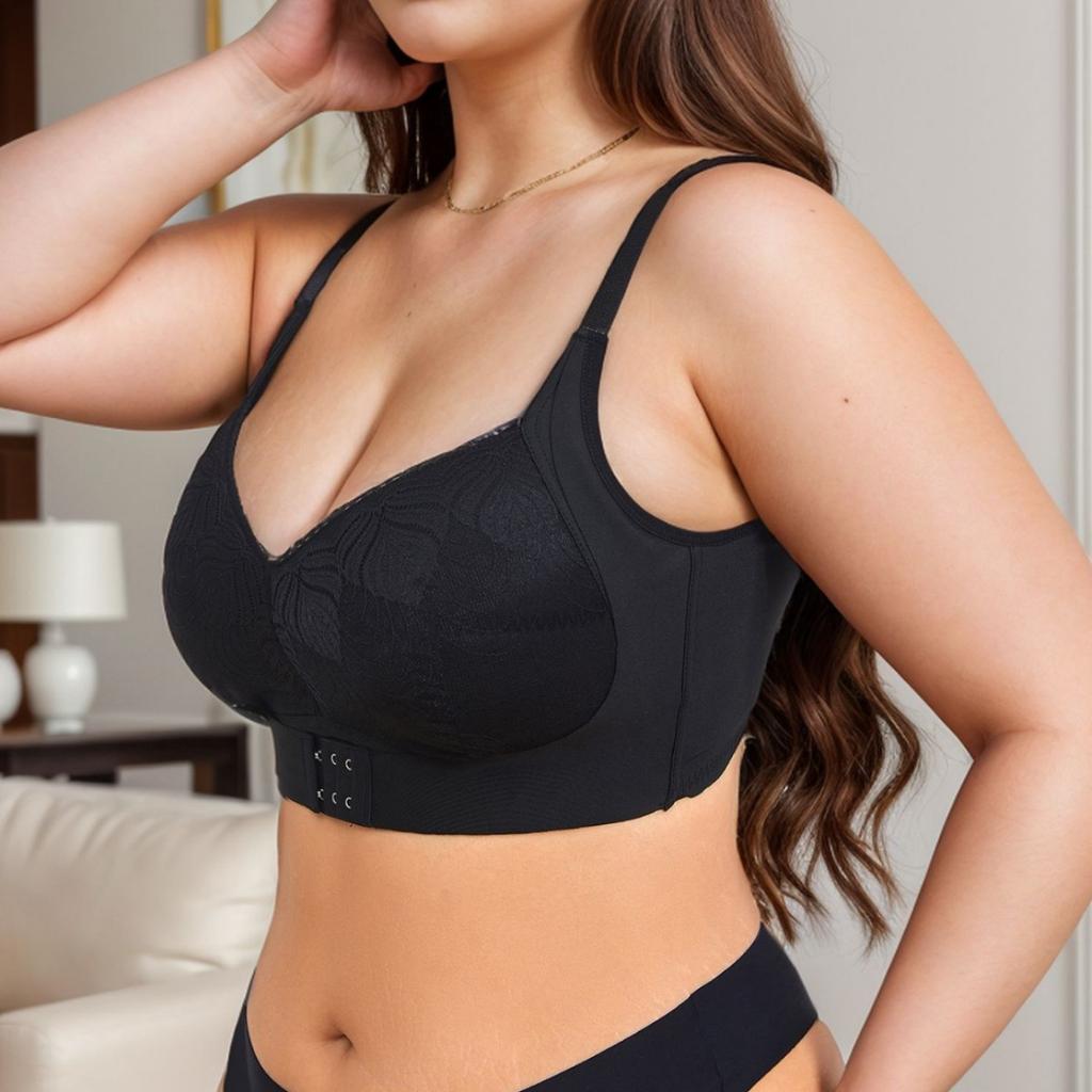 No-rim Push-up, Comfortable and Breathable Bra Fashionable Front and Back Buckle Large Size Seamless Side-breasted Bra