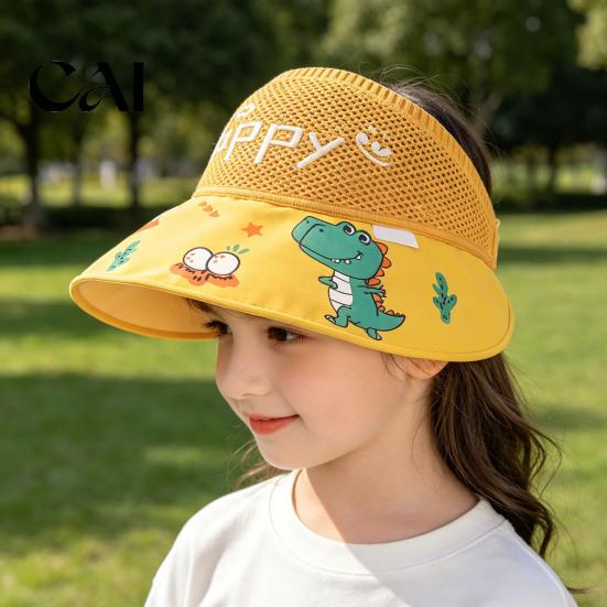 Foldable Quick Dry Hat Mesh Sun Hats for Kids, UV Protection Fishing with Cartoon Dinosaur Prints, Wide Breathable Infant Cap Brim Bucket Hat,