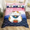 Japanese Ukiyoe Bedding Set White Fox Blossoms Floral Duvet Cover Polyester Galaxy Exotic Animal Comforter Cover Twin Queen Size