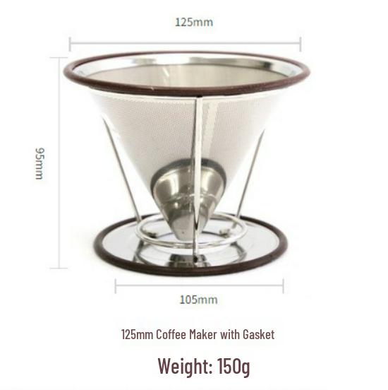 145mm Stainless Steel Coffee Filter with Double-Layer Screen