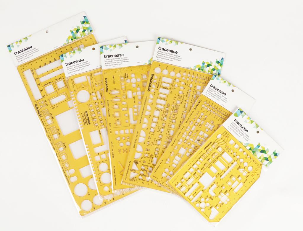 Traceease 6 Pieces, House Plan- Interior Design & Furniture Templates For Kitchen Bed Bath- Drafting Tools- Architecture