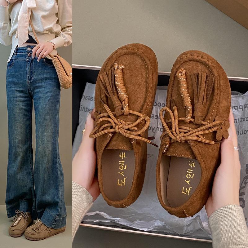 Retro Style Beaded Women's Autumn New Flat Bottom Shallow Mouth Lazy One Pedal Casual Single Shoes