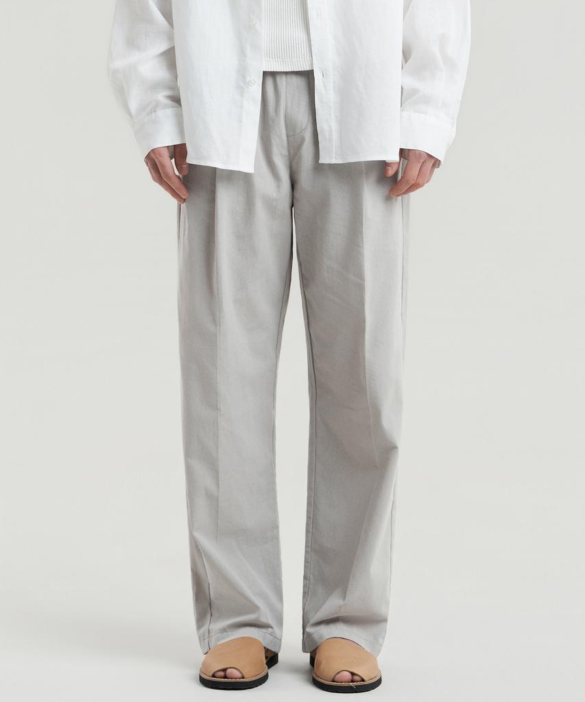 Delma Linen-Touch Semi-Wide Elastic Waist Pants - Sand