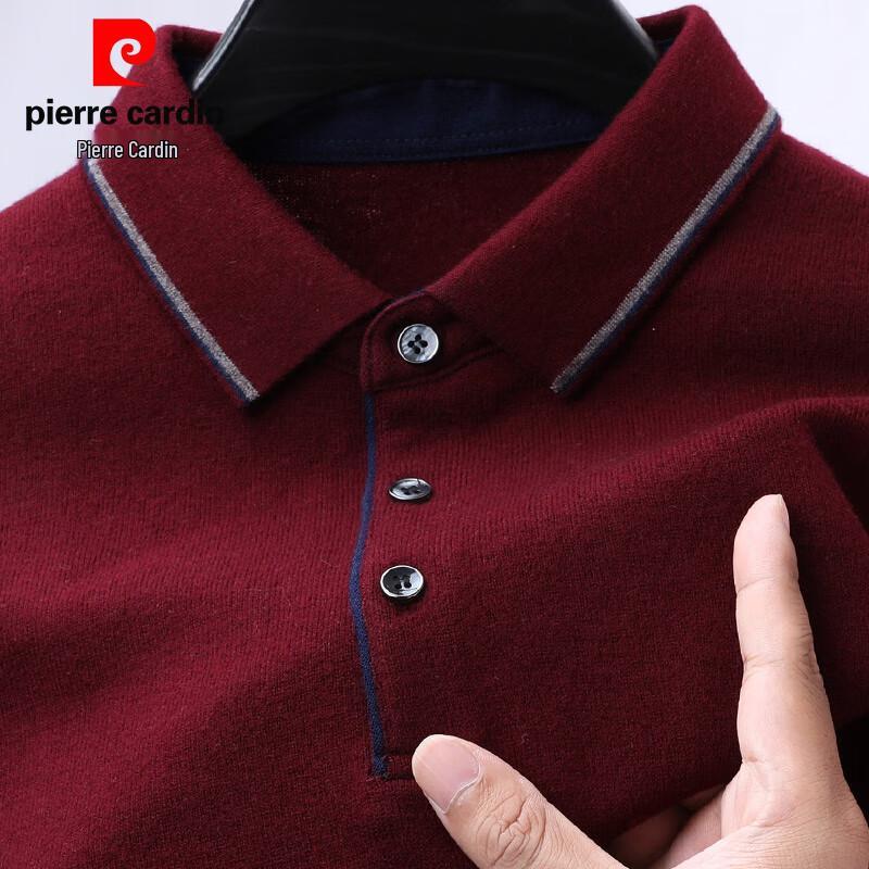 Pierre Cardin Men's 100% Pure Wool Turn-down Collar Pullover Sweater