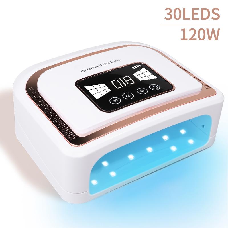 

Беспроводная перезаряжаемая УФ-лампа для ногтей 120 Вт Беспроводная светодиодная сушилка для маникюрного салона Сушилка для гель-лака УФ-отверждаемая маникюрная печь EU золотой