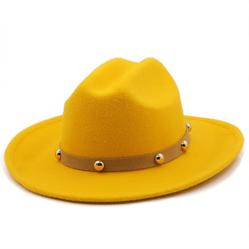 Wool Top Hat, European, American Autumn and Winter Retro Gentleman and Gentleman, Jazz, Flat Brim, Felt, Upturned Edge, Big Eaves Hat