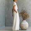 Women's Collared Short Sleeve Top Wide Leg Pants Set Loose Fit Casual Two Piece Outfit