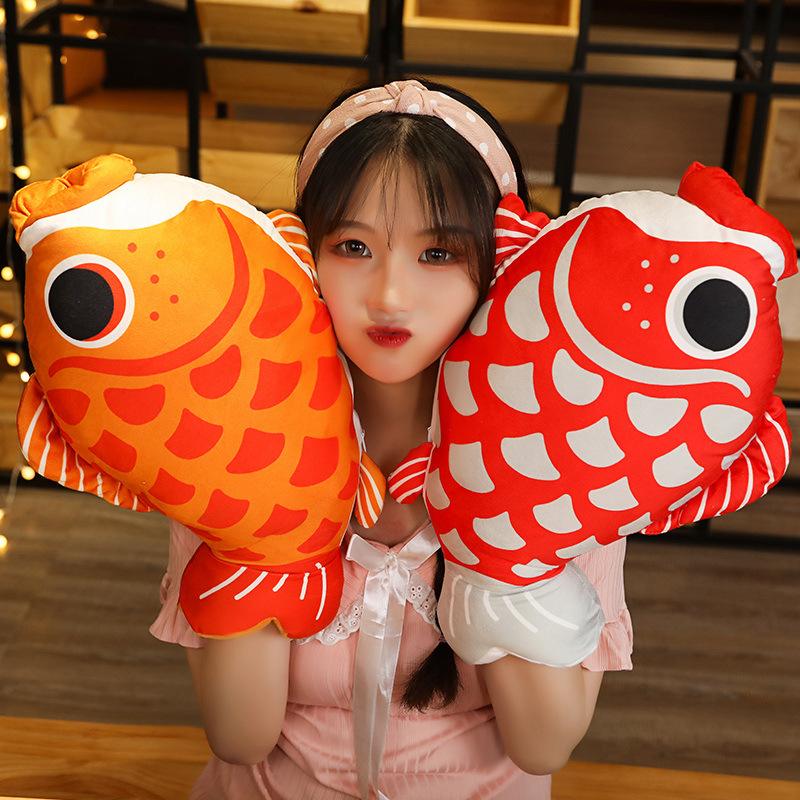 Creative Koi Fish Hand Warmer Pillow Plush Toy Home Sofa Pillow Cushion Office Nap Air Conditioning Blanket