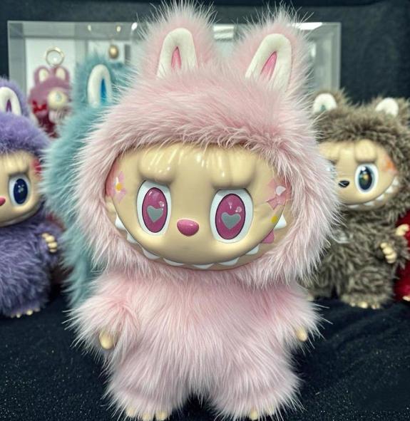 

[USED] Fluffy doll with rabbit ears (gray pink)