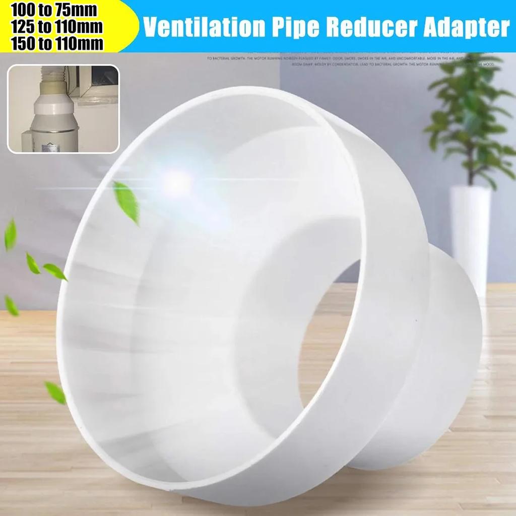 Connections Reducer Adapter Pipe Ventilation Fittings Plastic Reducer White 100to75 ABS Pipe Ventilation Adapter