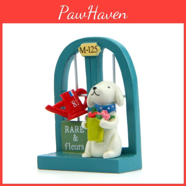 Windowsill Cute Cartoon Flower Puppy Scene Mini Model Ornament For Decor Garden