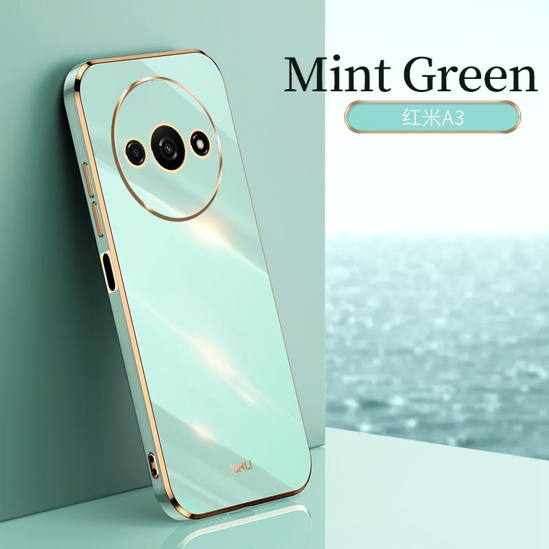 Luxury Square Plating Phone Case On For Xiaomi Redmi A3 RedmiA3 ShockProof Soft Silicone Back Cover