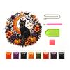 Handmade Holiday Pendant DIY Black Cat Moon Rhinestone Painting Kit, Halloween Faceted Faux Crystal Hanging Decor, Adult Diamond Art Projects