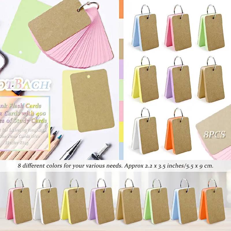 Buy Colored Blank Flash Card Index Cards with Binding Rings 8 Color Easy  Flip Flash Card Study Note Card at affordable prices  free shipping, real  reviews with photos  Joom
