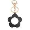 Cute Flower Makeup Mirror Keychain: PU Leather, Portable Pocket Mirror & Car Pendant