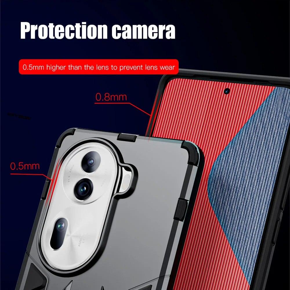 KEYSION Stoßfeste Armor-Hülle für OPPO Reno11 11 Pro 5G Weiches Silikon+PC Metallringständer Handy-Rückseite für OPPO Reno 11 5G