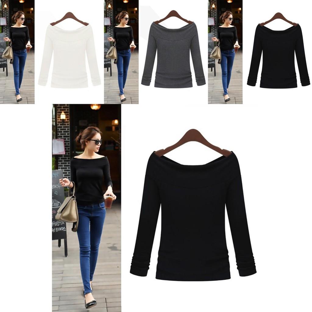 Fashion Women Ladies Casual Cotton Blend Pullover Long Sleeve Loose Tops Tee Blouse For Comfortable Everyday Wear