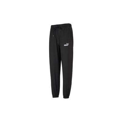 Solid Color Cuffed Knit Breathable Logo Sports Pants Men Bottoms Black 671930-01
