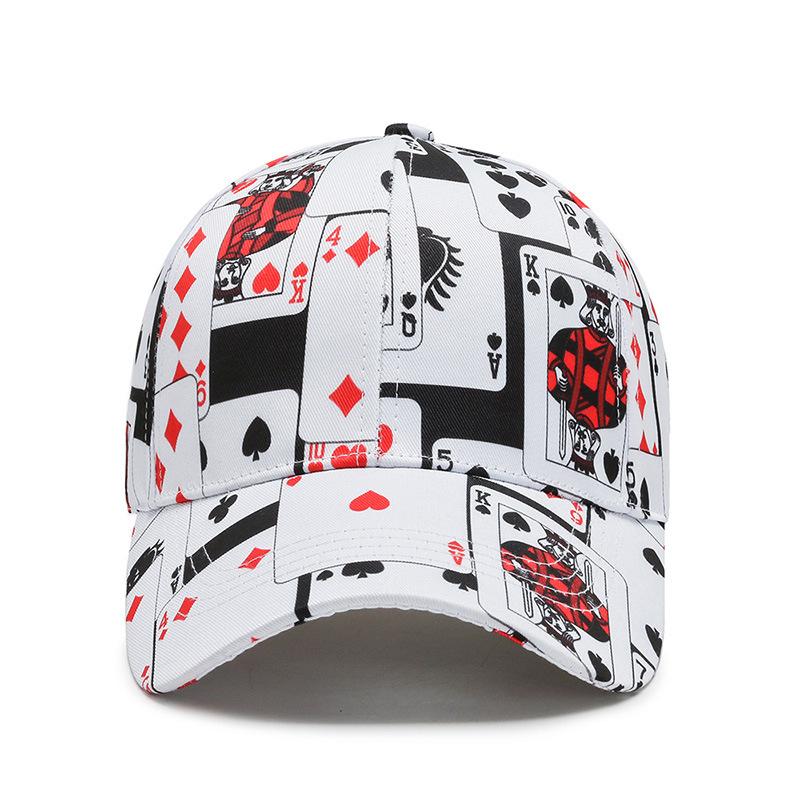 Hat Men's and Women's Trend Printing Elements Baseball Cap Korean Edition Fashion Street Trend Hat Hip Hop Poker Hat Outdoor Hat