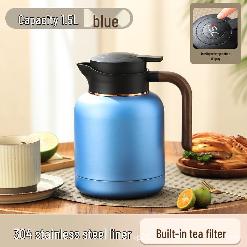 304 Stainless Steel Smart Insulated Tea Pot with Filter, Old White Tea Flower Infuser, Warm Water Coffee Pot Display