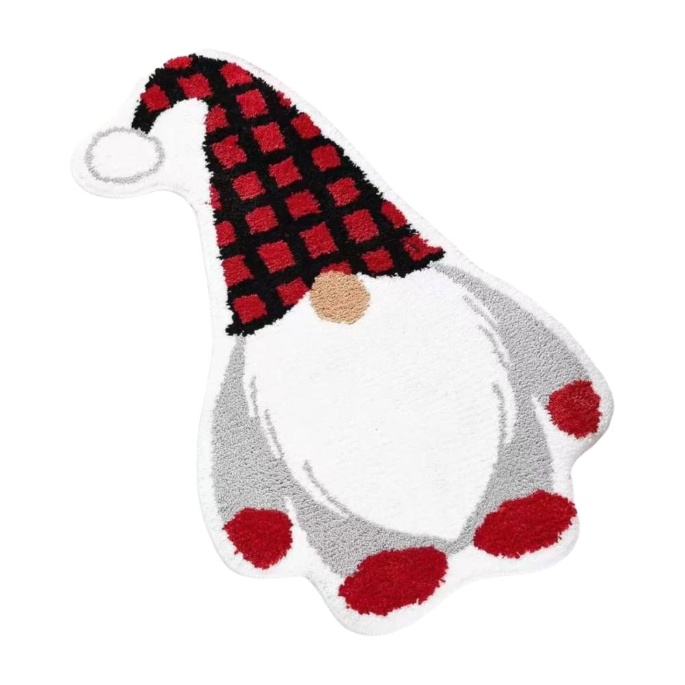 

Cartoon Christmas Carpet Imitation Cashmere Non-Slip Backing Bed Side Carpets Soft Xmas Tree Shape Floor Mat